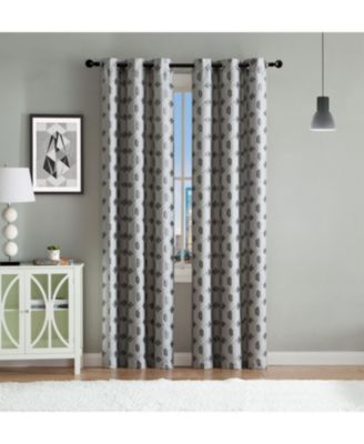 Contemporary Living 2 Pack Semi Sheer Geometric Grommet Top Curtain Panels - White