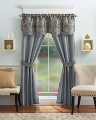 5 Piece Sheer Curtain & Valance Set