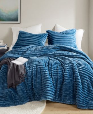 Avril Fluffy Ribbed Plush 3-Pc. Comforter Set, Full/Queen