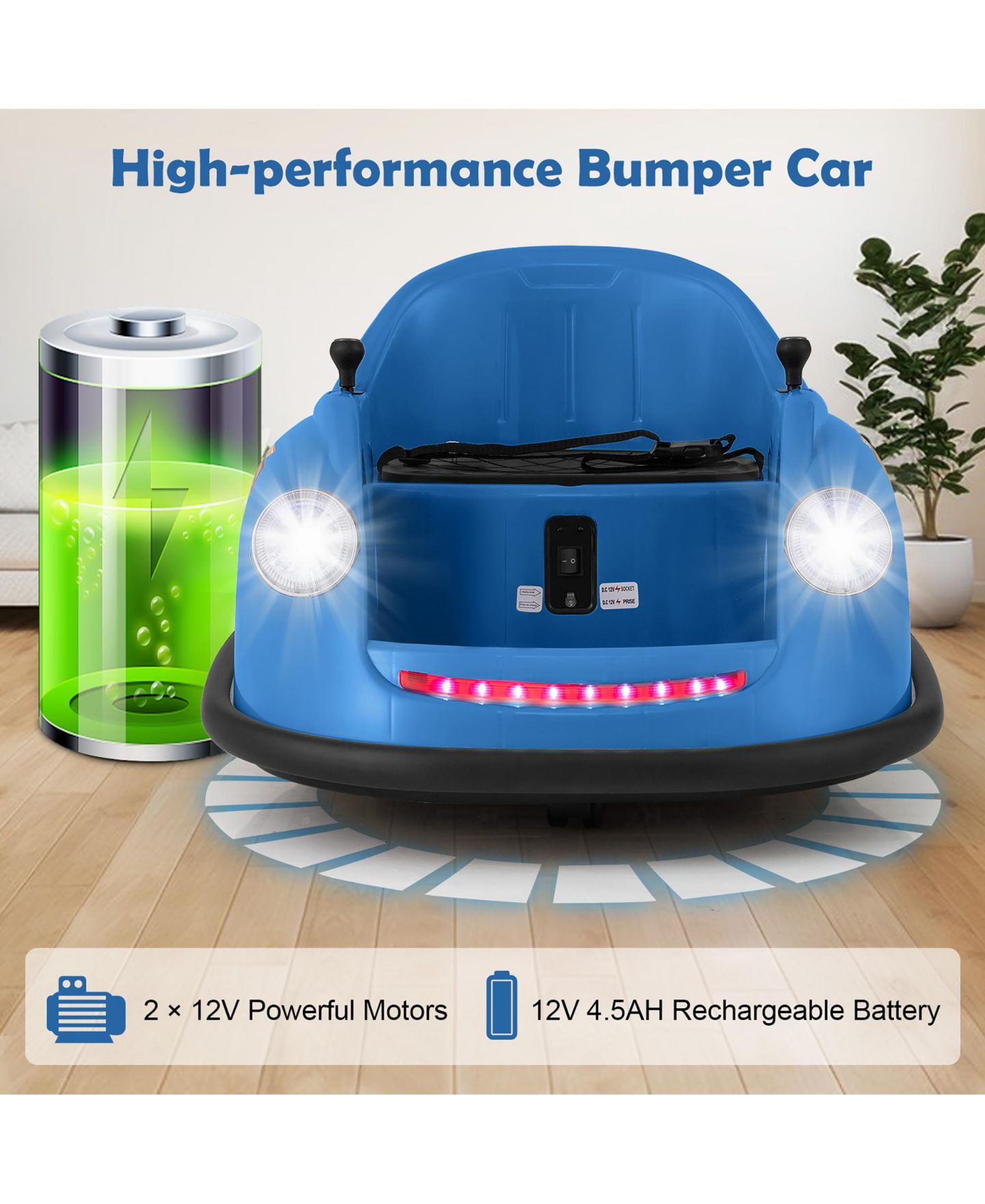 Детская игрушка Gymax 12V Electric Remote Control Ride-On Bumper Car, 44 lb Capacity, Ages 2-5, цвет: Чёрный, вариант 1 — фото 8