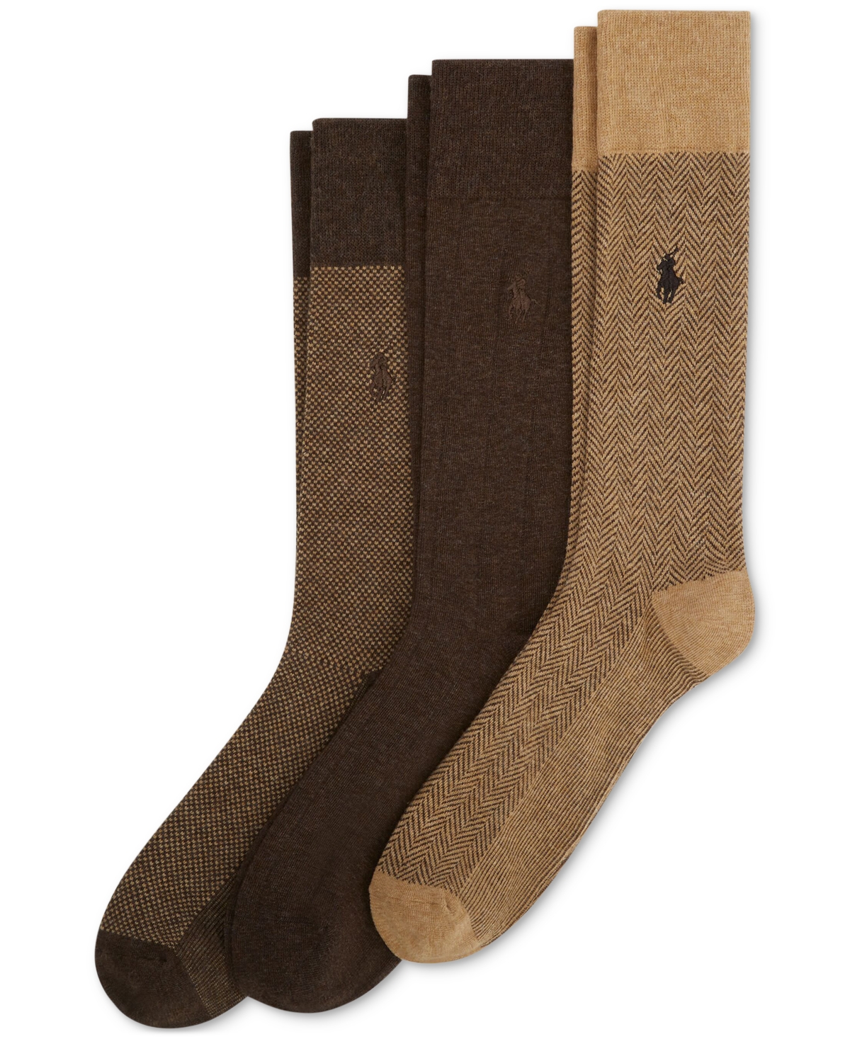 Polo Ralph Lauren Assorted 3-pack Classic Gents Dress Socks In Beige