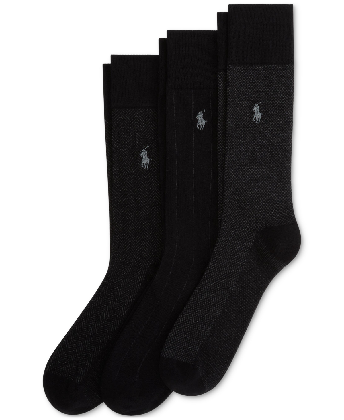 Polo Ralph Lauren Patterned Trouser Sock 3-pack In Black