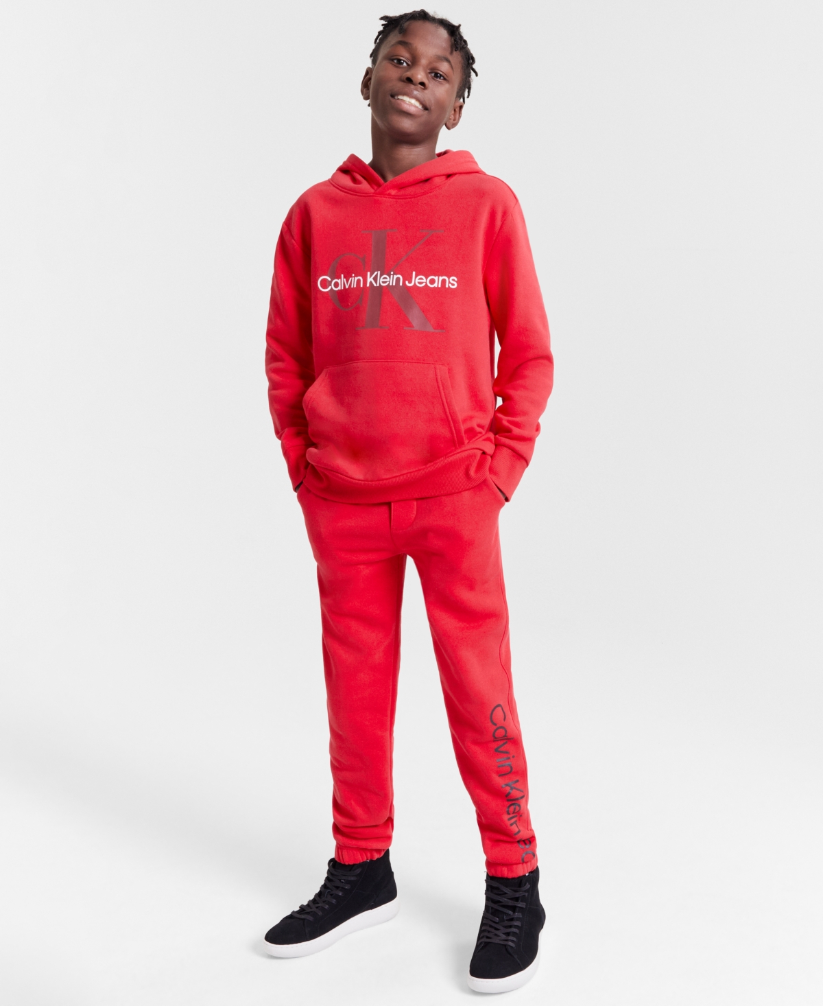 Calvin Klein Big Boys Logo Leg Soft Fleece Jogger