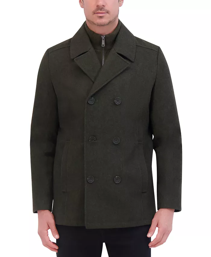 Men's Wool Blend Peacoat with Bib Coat - thumbnail 6