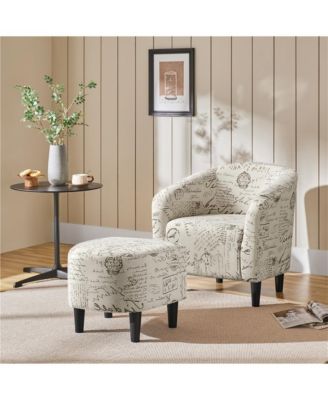 Contemporary Fabric Club Chair and Ottoman Set