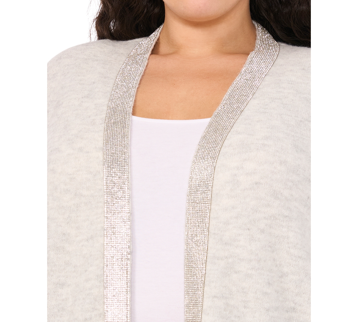Vince Camuto Plus Size Rhinestone-Trim Cardigan Sweater, Created for Macy's