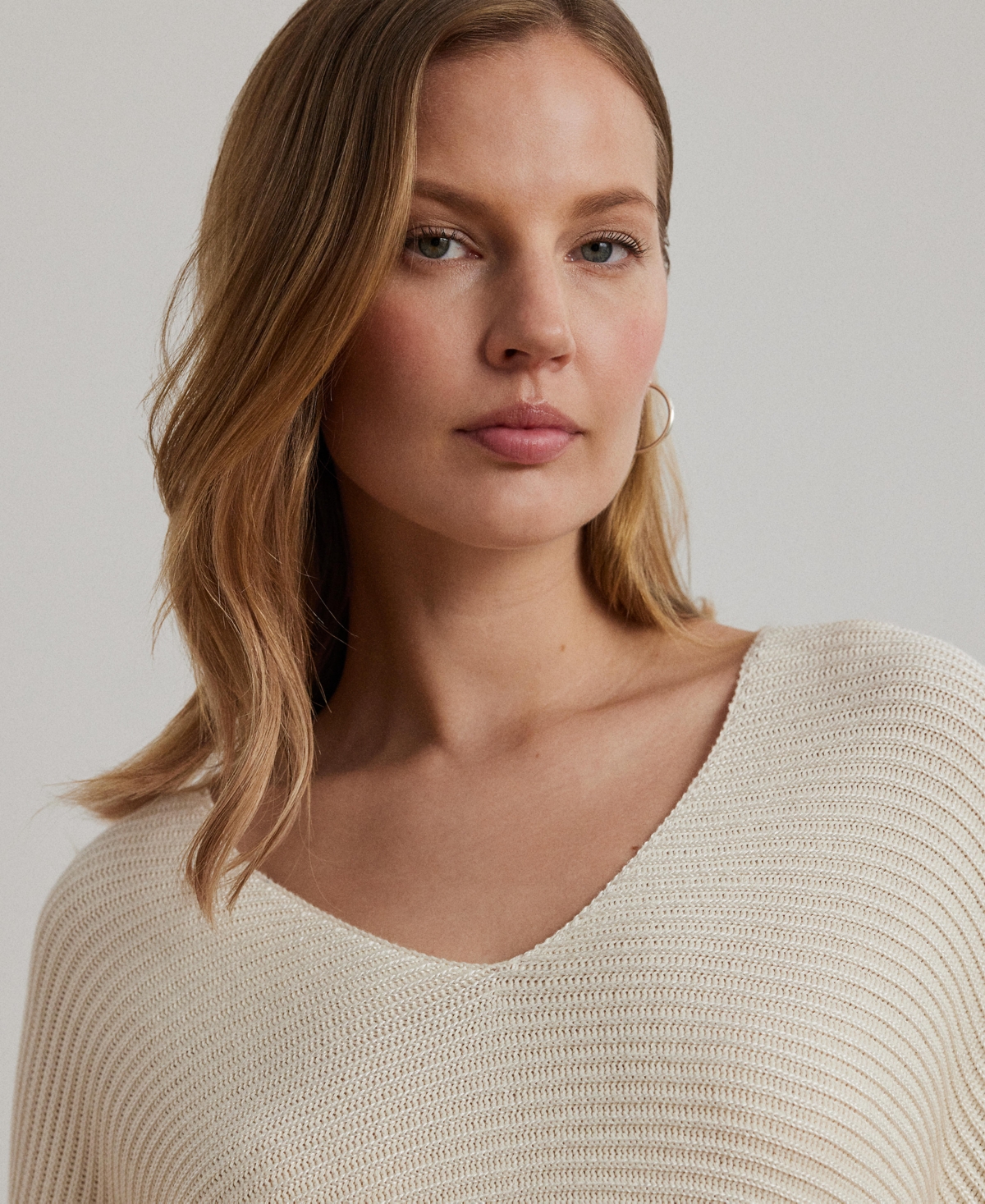 Ralph Lauren Women's Rib-knit Dolman-sleeve Sweater, Regular & Petite In Mascarpone Cream