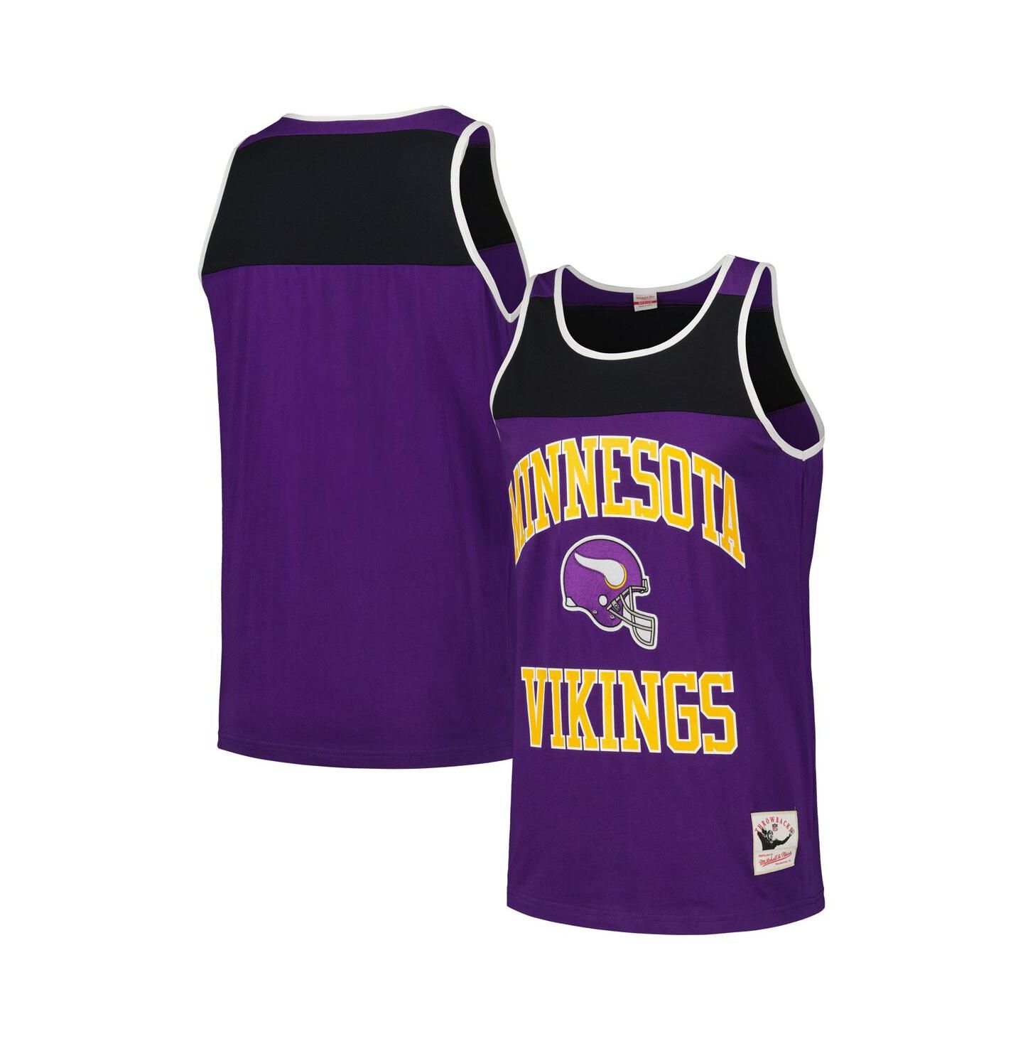Мужской топ Mitchell & Ness Purple/Black Minnesota Vikings Heritage Colorblock — фото 1