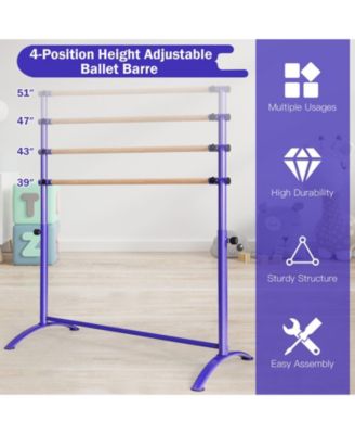 51 Inch Ballet Barre Bar with 4-Position Adjustable Height-Purple