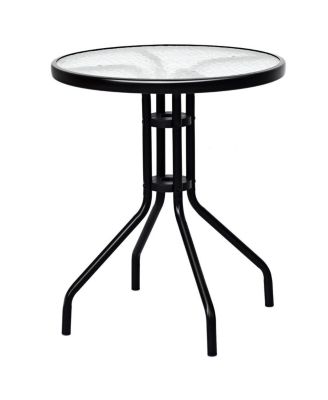 3 Pieces Patio Garden Furniture Set of Round Table and Folding Chairs