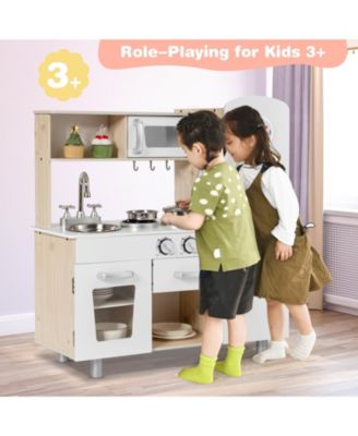 SUGIFT Vintage Play Kitchen Pretend Kids Cooking Playset Toys with Water Dispense