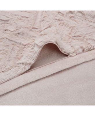 Premium Soft Cloud Faux Fur Duvet Cover Bedding Set Queen Size - 3 Piece Combo Set - Textured Embossed Fuzzy Soft Velvet Mink Bedcover - Zipper Closure Machine Washable - Classy Pink