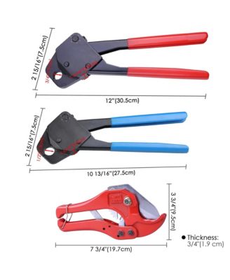 1/2" 3/4" PEX Crimper Set Tube Crimping Tool Kit with Go/no Go Gauge Pipe Cutter