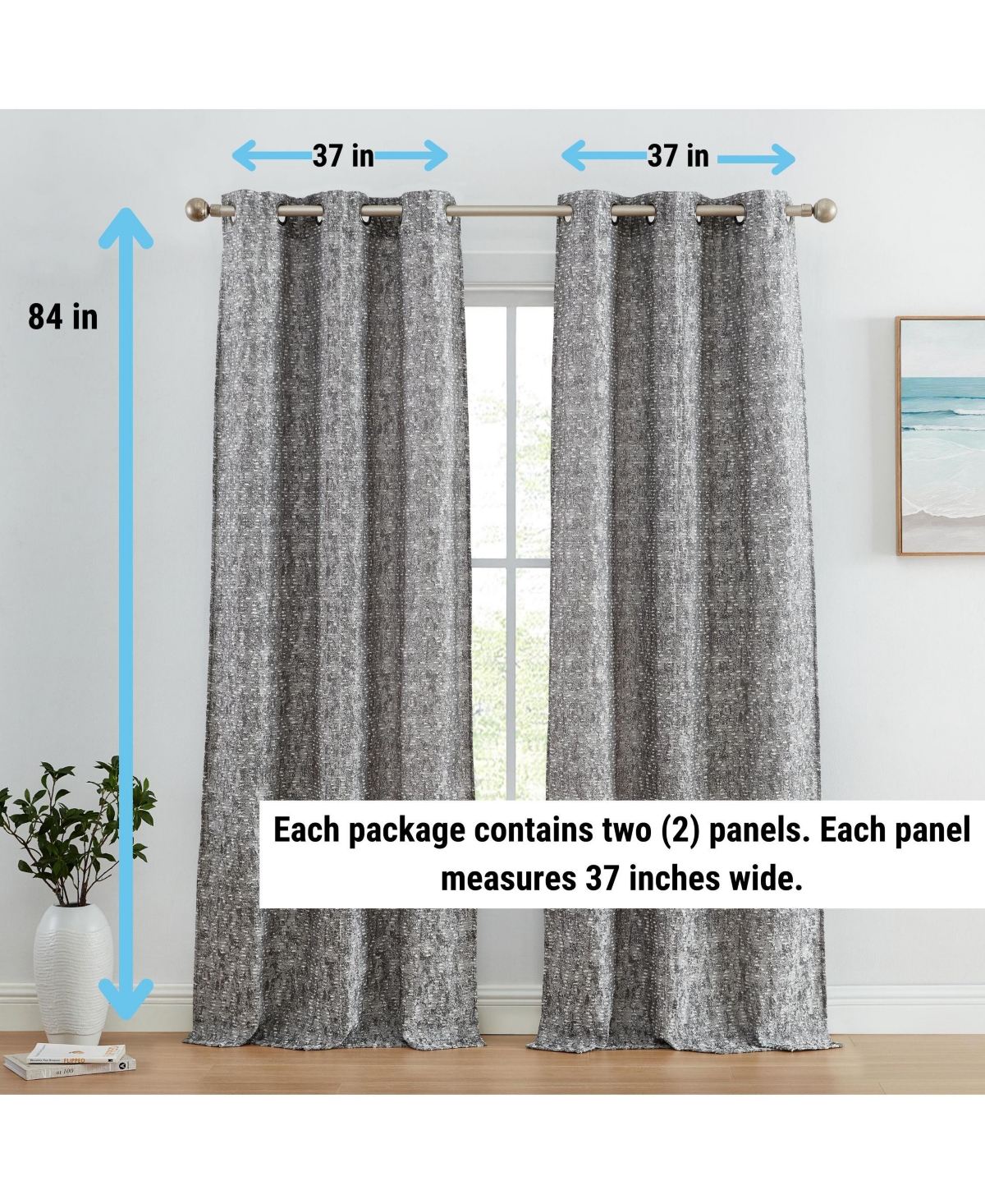Hlc.me Avalon Jacquard Slub Texture - Privacy Curtains with Grommet Lightweight Window Curtain Panels