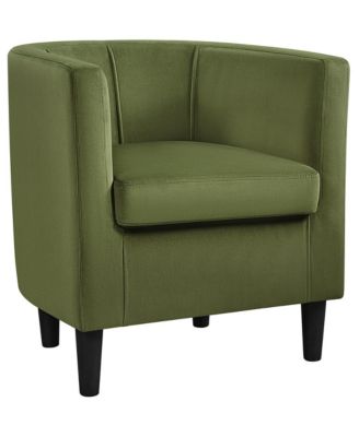 Yaheetch Single Piece Velvet Fabric Barrel-shaped Upholstered Accent Arm Chair