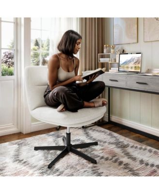 Biel Mid-Back Swivel Office Chair, Height-Adjustable Armless Design with Padded Upholstered Wide Seat and Strong Frame