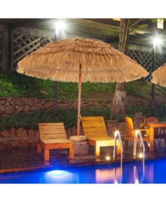6.5 Feet Portable Thatched Tiki Beach Umbrella with Adjustable Tilt