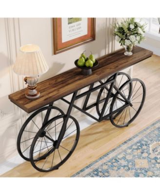 70.9-Inch Extra Long Console Table, Narrow Sofa Table, Modern Industrial Entryway Table Behind Couch Table, Rustic Brown