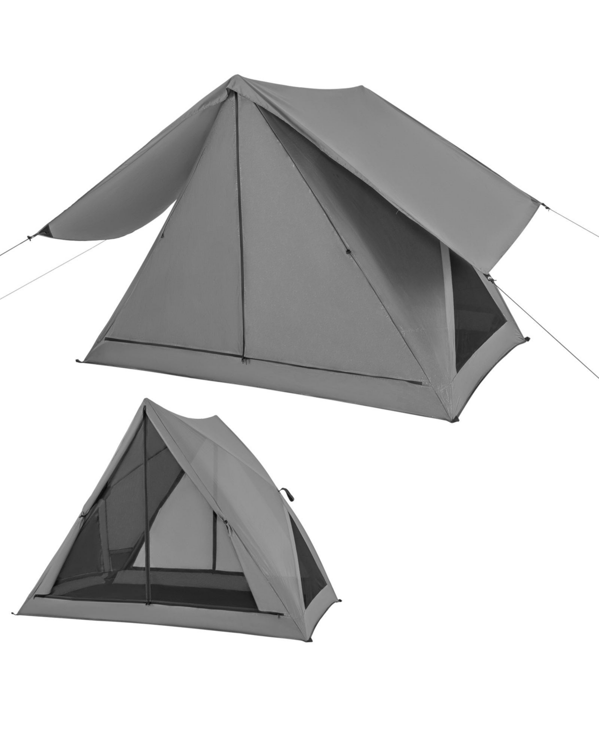 Pop-up Camping Tent for 2-3 People with Carry Bag and Rainfly for Backpacking Hiking Trip-Gray - Grey