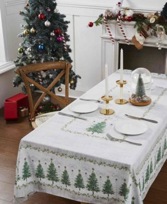 Trees Polyester Tablecloth Oblong, 52" x 70" 