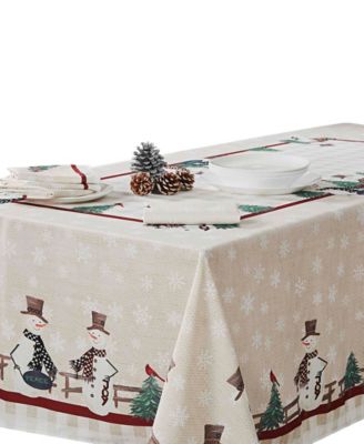 Country Snowman Polyester Tablecloth, 60" x 144"