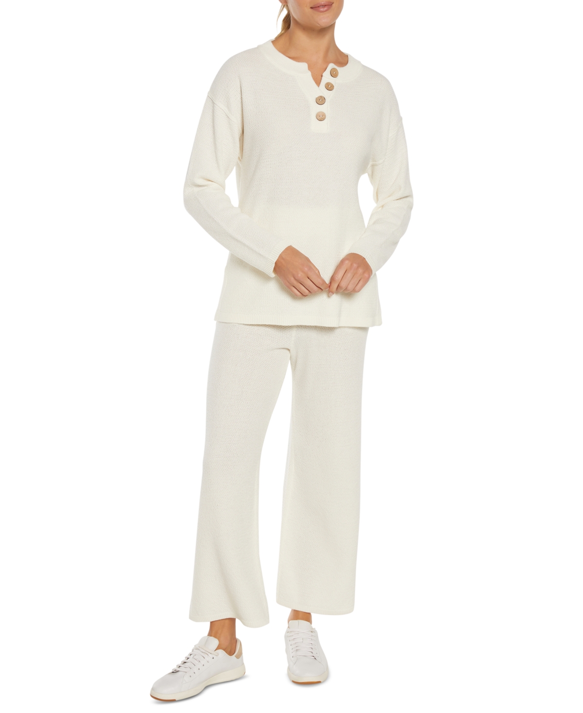 Three Dots Women's Parma Henley Long-Sleeve Top