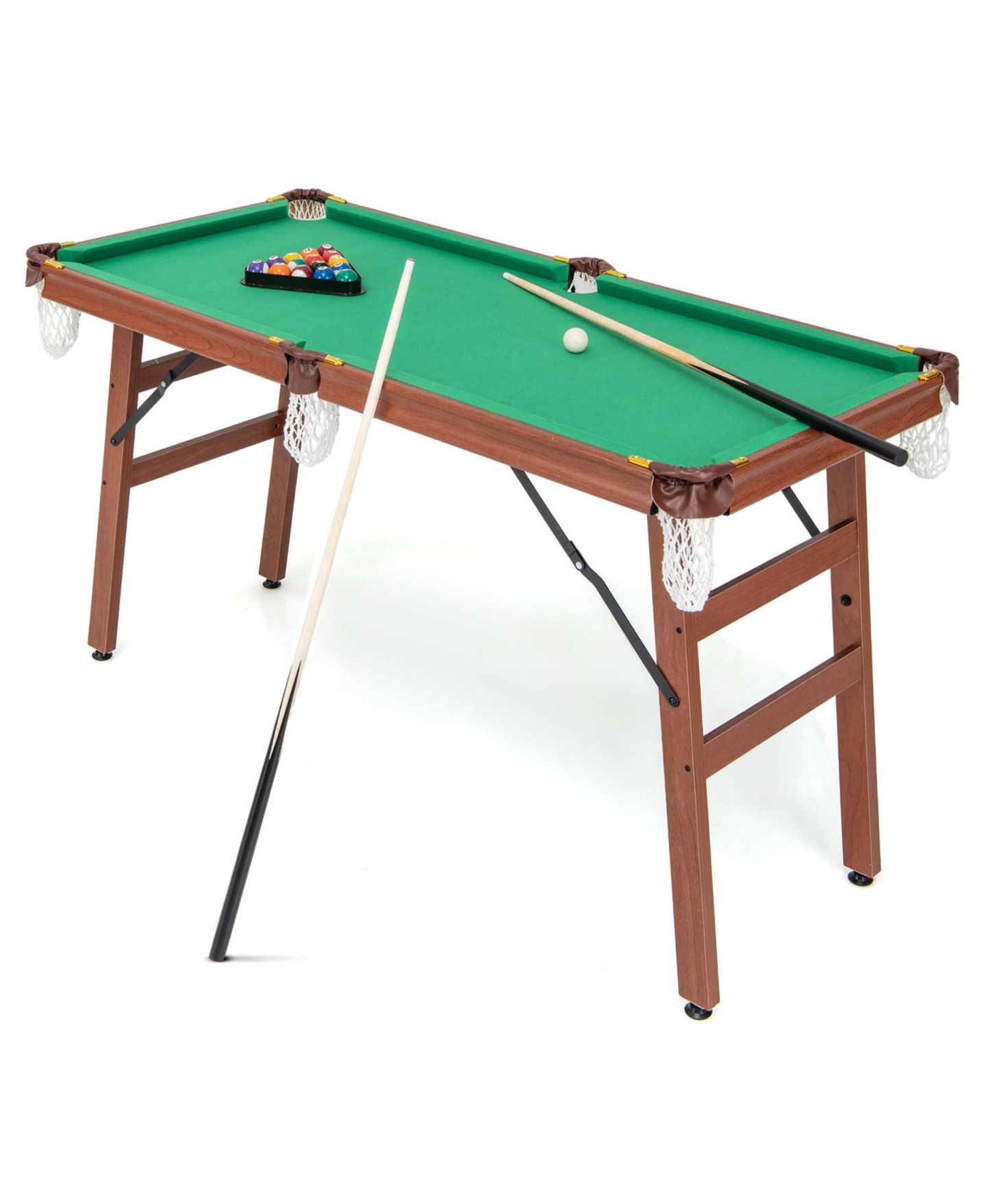 Детские игрушки Costway Folding Pool Table Set with Foldable Legs Adjustable Foot Levelers 2, цвет: Зелёный — фото 3