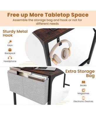 60" Modern Computer Desk with Charging Station with Storage Bag & Headphone Hook