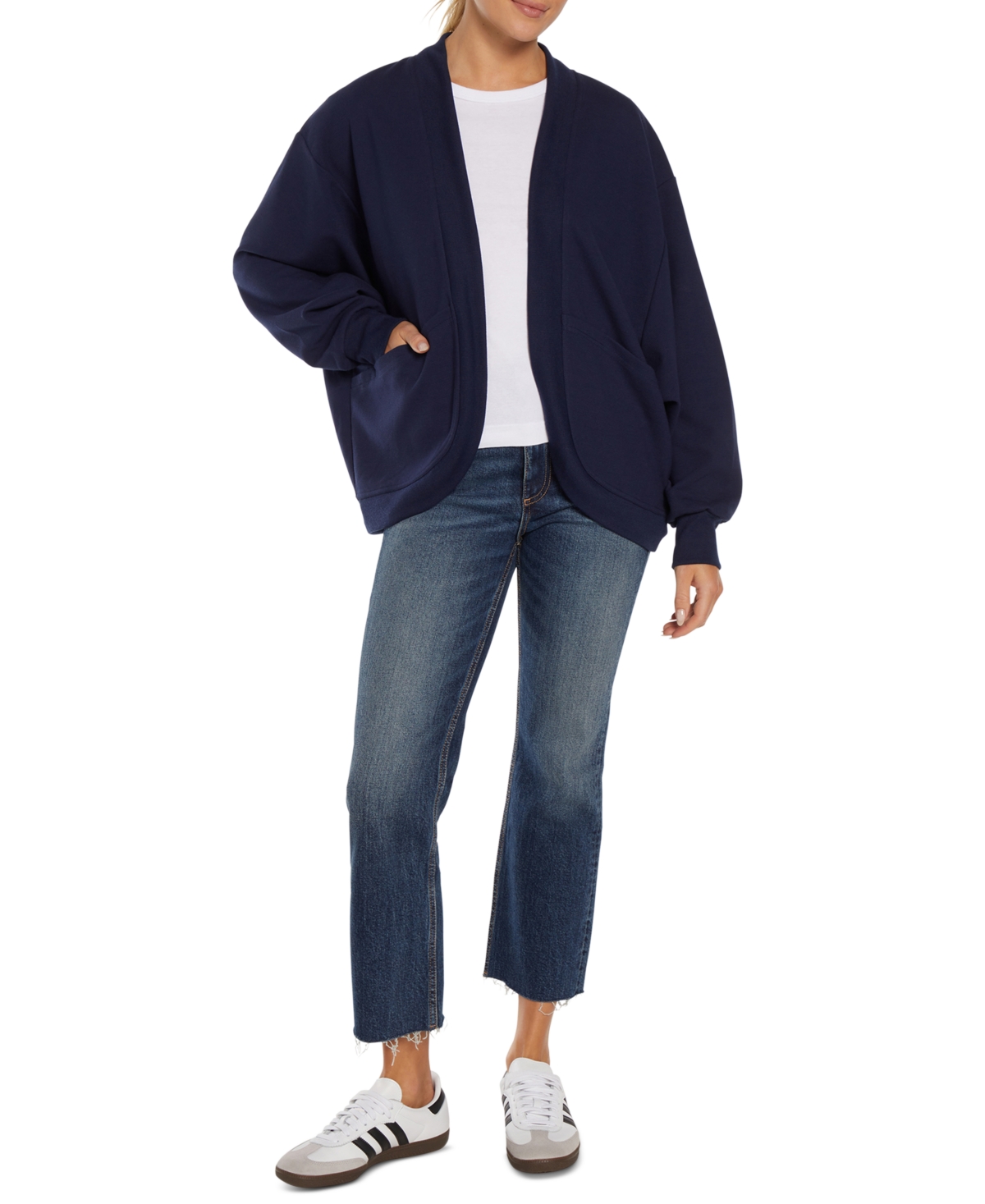 Three Dots Women's Sean Cocoon Open-front Cardigan In Peacoat