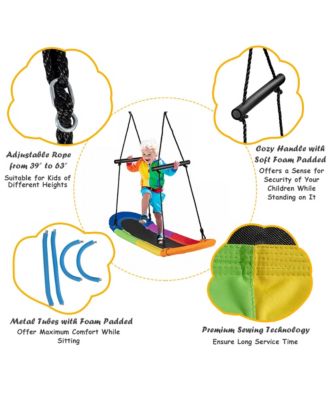 Saucer Tree Swing Surf Kids Outdoor Adjustable Oval Platform Set w/ Handle Green