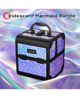 Makeup Train Case Cosmetic Organizer w/ Mirror Mermaid Purple Artist