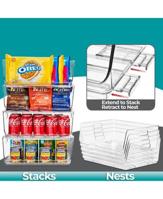 Stackable Storage Bins Open Front - Clear Stackable Storage Bins - Pantry Bins for Storage and Organization - Acrylic Stackable Bins for Kitchen - Clear Pantry Organizer Bins (Large 2 Pack)