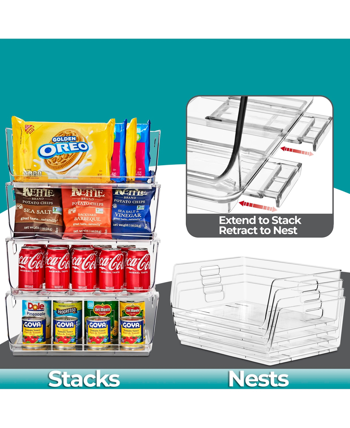 Sorbus Stackable Storage Bins Open Front - Clear Stackable Storage Bins