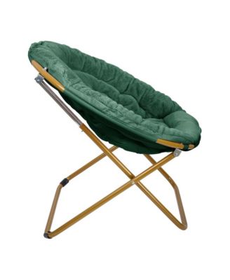 1 Count With Cozy Faux Fur Cushion And Metal Frame For Dorms, Bedrooms, Apartments And More - Ersa Oversize Folding Saucer Chair