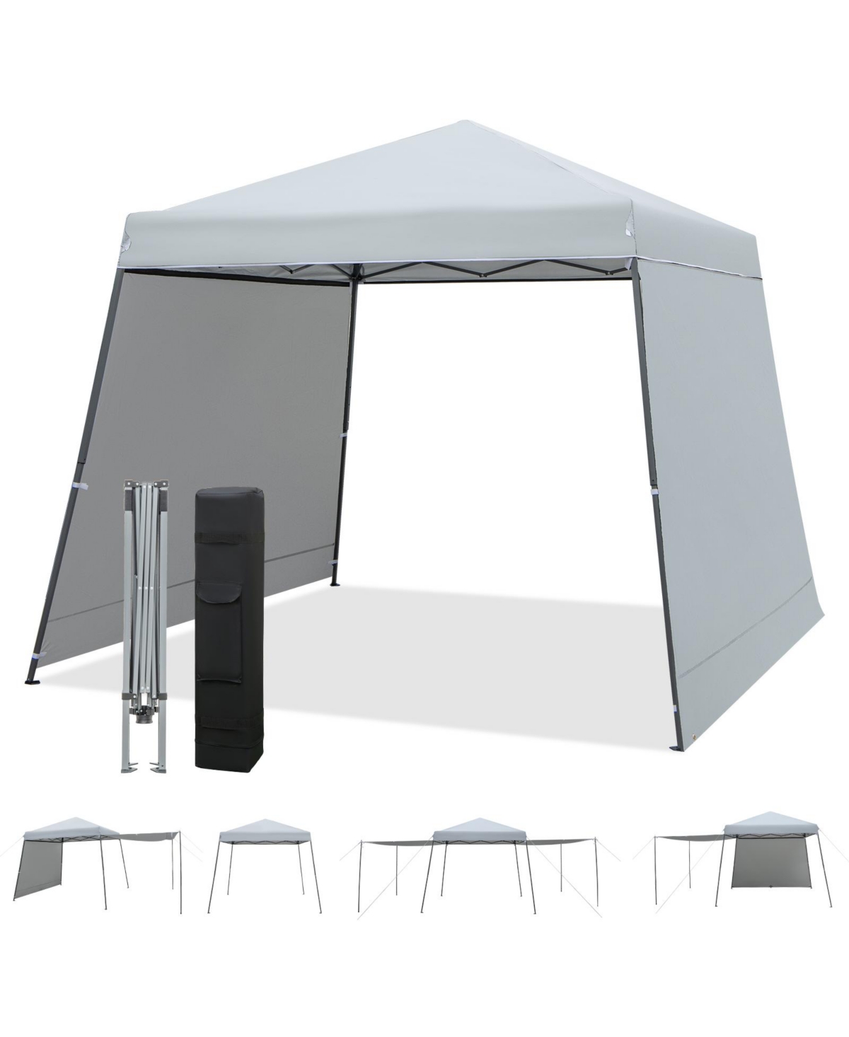 Patio 10x10FT Instant Pop-up Canopy Folding Tent with Sidewalls and Awnings Outdoor-Gray - Grey