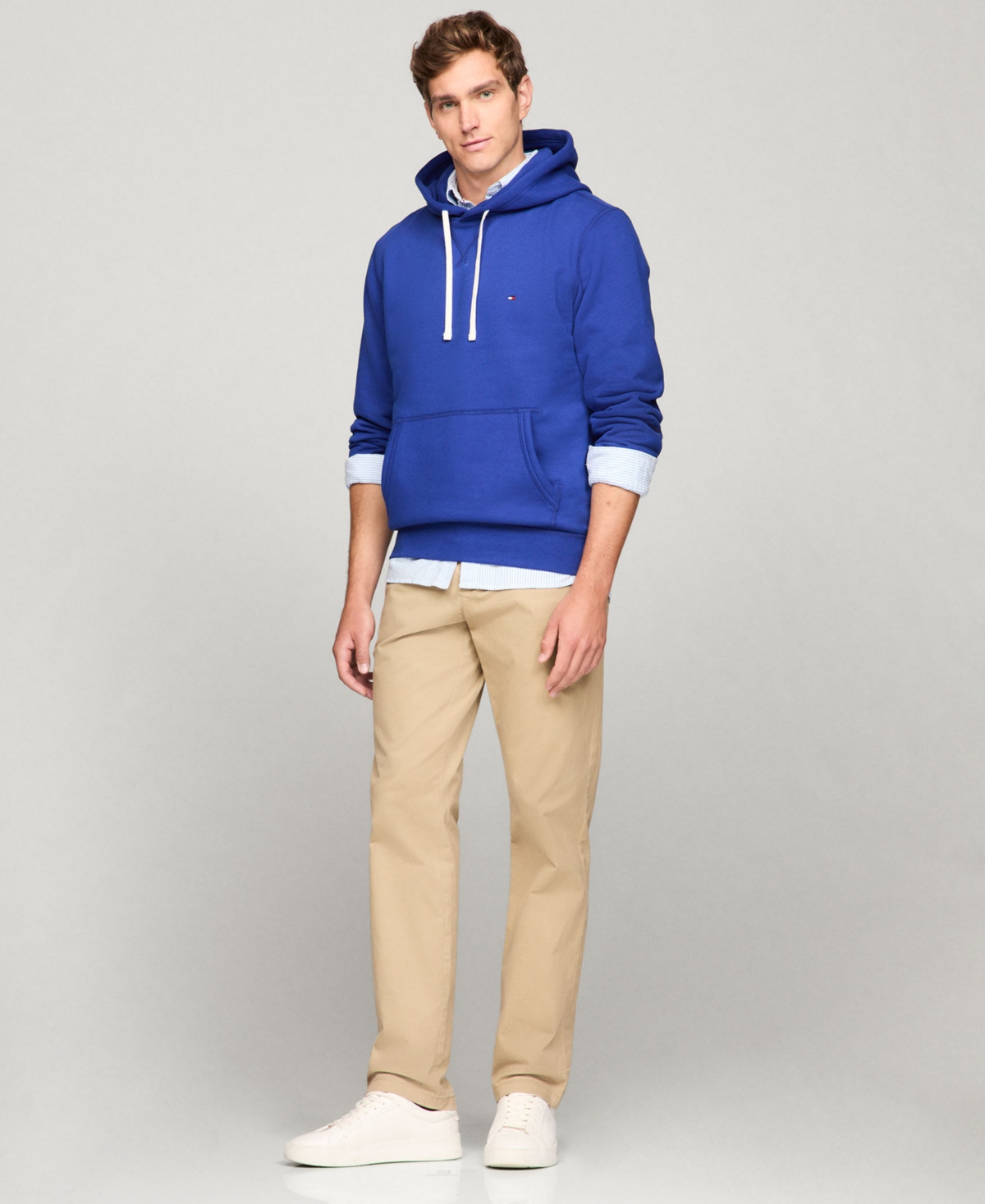 Tommy Hilfiger Men's Big & Tall Essential Fleece Hoodie In Wedge Blue