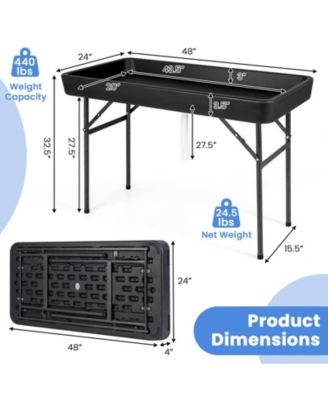 4 Feet Plastic Party Ice Folding Table with Matching Skirt-Black