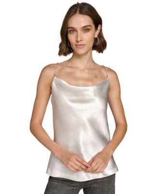 KARL LAGERFELD PARIS Women's Hammered Satin Camisole - Macy's