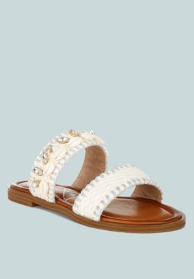 Womens Shellfish Raffia Slip On s Sandals