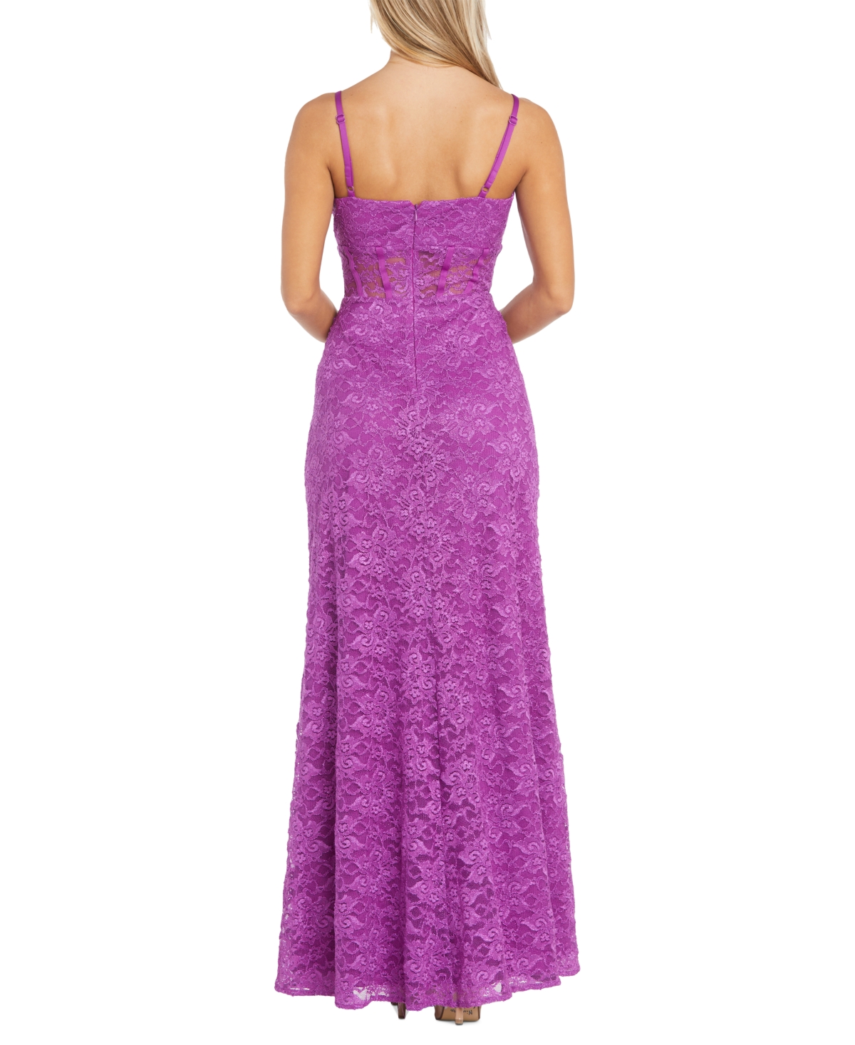 Morgan Company Juniors Glitter Scallop Lace Corset Gown Royal Smart Closet