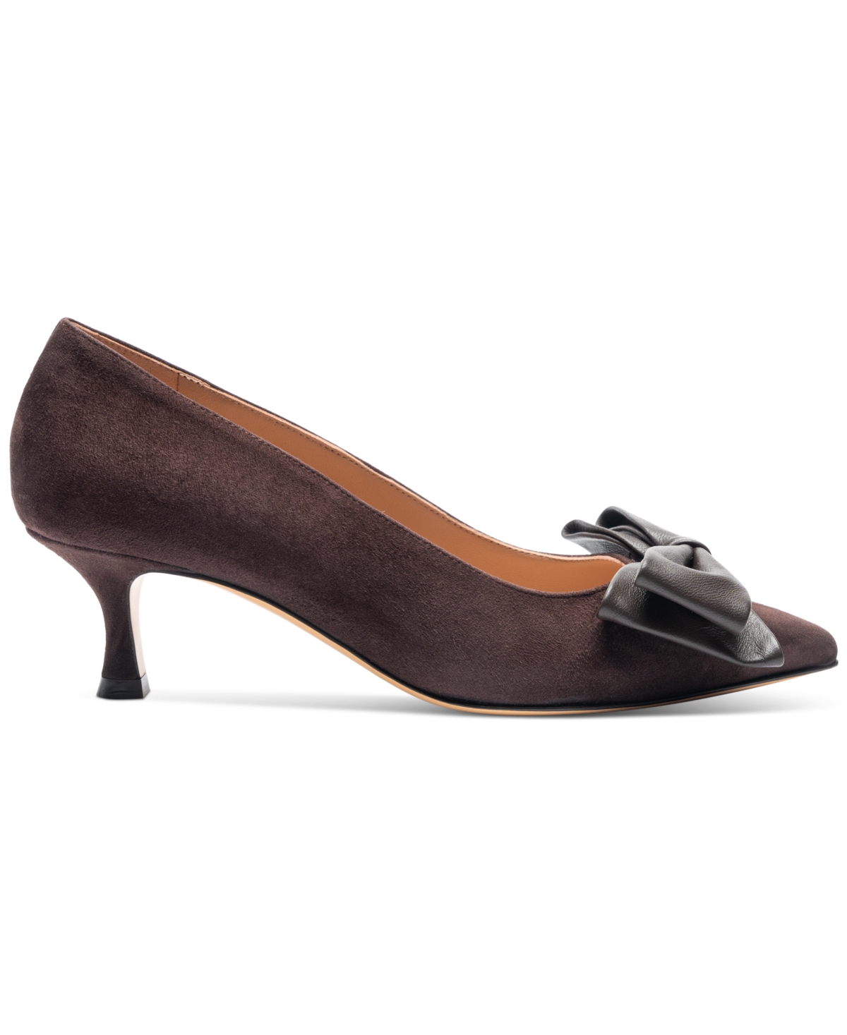 Bruno Magli Nadia Pointed Toe Kitten Heel Pump In Brown Suede