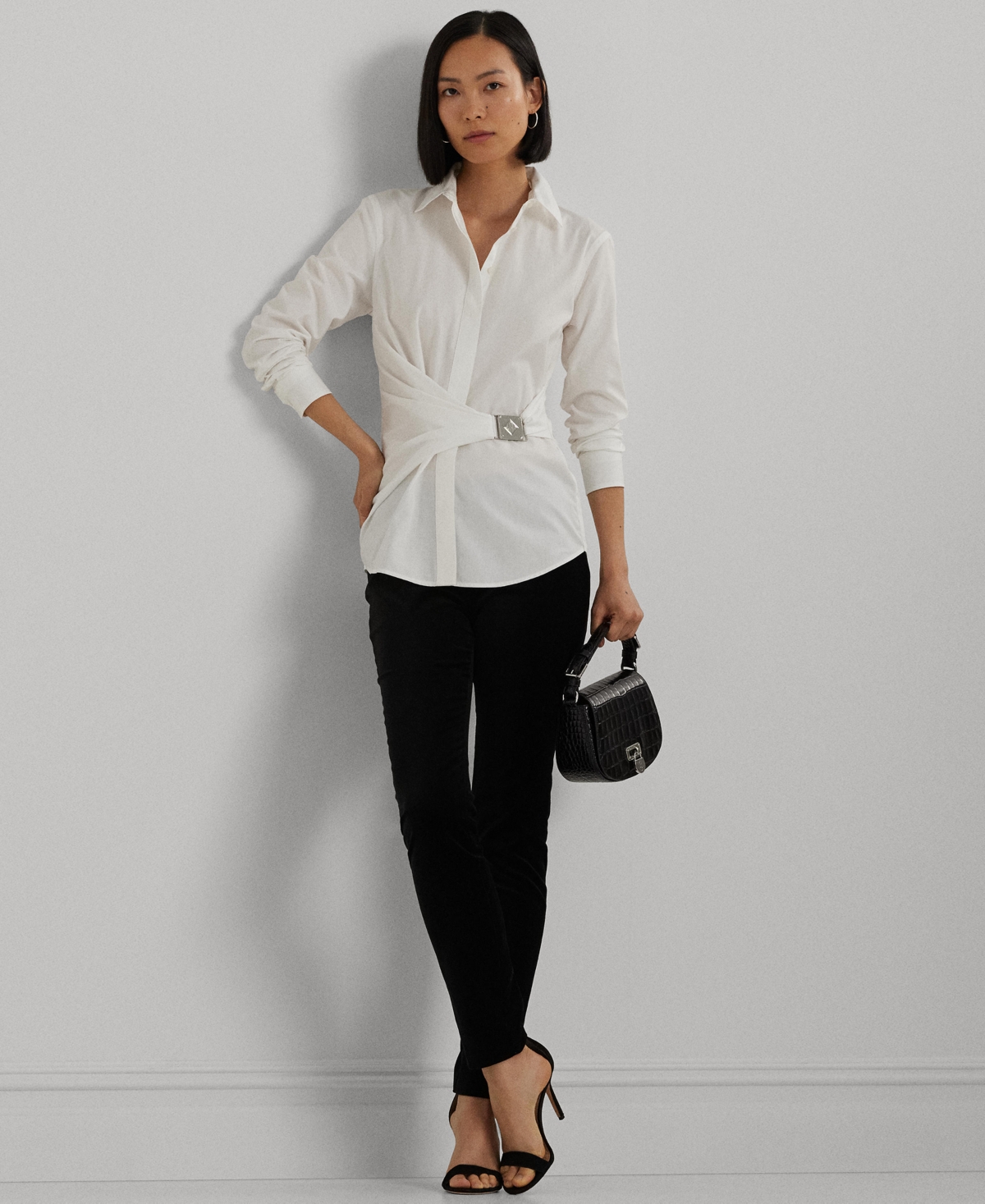 Lauren Ralph Lauren Women's Buckle-Trim Cotton Broadcloth Shirt