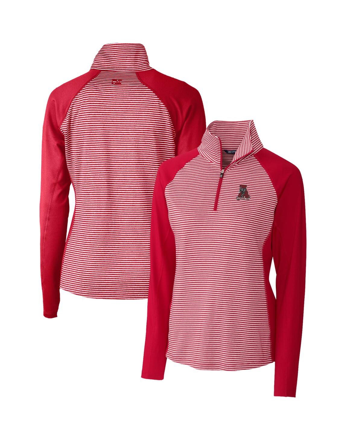 Cutter & Buck Women's Crimson Alabama Crimson Tide Forge Tonal Stripe Stretch Half-zip Pullover Top In Crimson