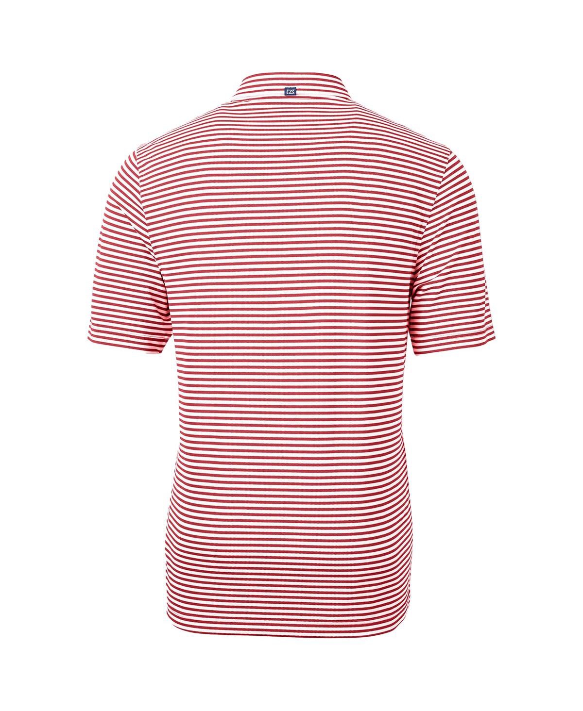 Cutter & Buck Men's Arkansas Razorbacks Throwback Logo Virtue Eco Pique Stripe Polo In Cardinal
