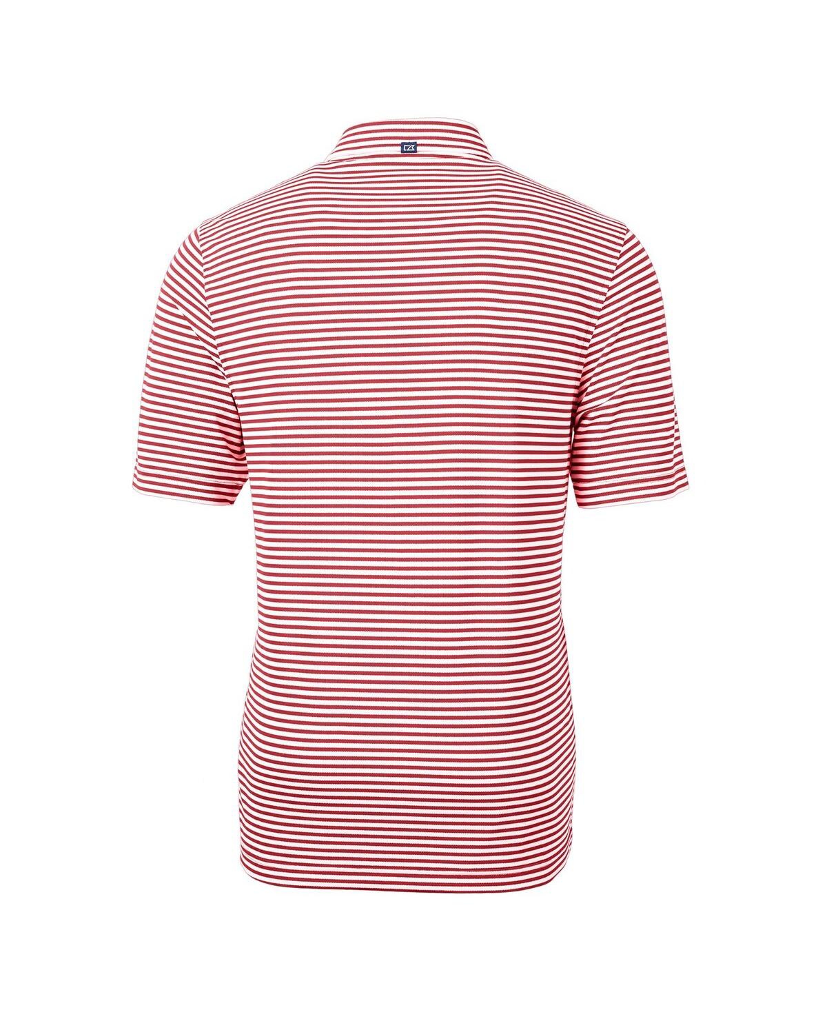 Cutter & Buck Men's Red Atlanta Falcons Throwback Team Logo Virtue Eco Pique Stripe Polo In Red