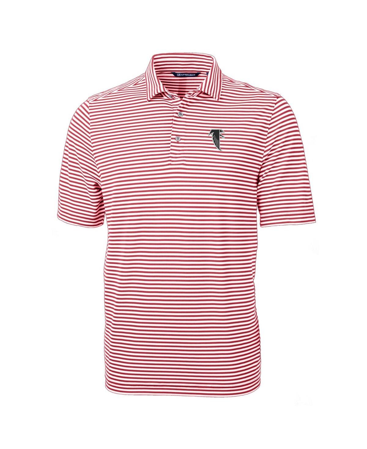 Cutter & Buck Men's Red Atlanta Falcons Throwback Team Logo Virtue Eco Pique Stripe Polo In Red