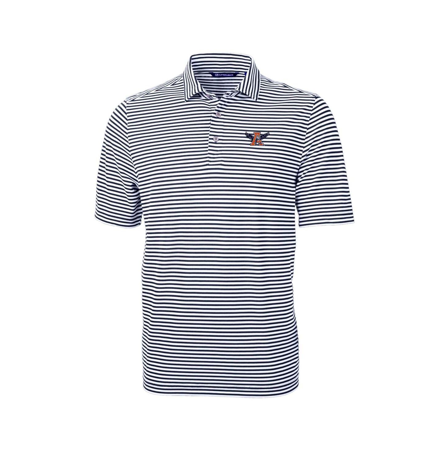 Мужское поло Cutter & Buck Auburn Tigers Throwback Logo Virtue Eco Pique Stripe Polo, цвет: Тёмно-синий — фото 2