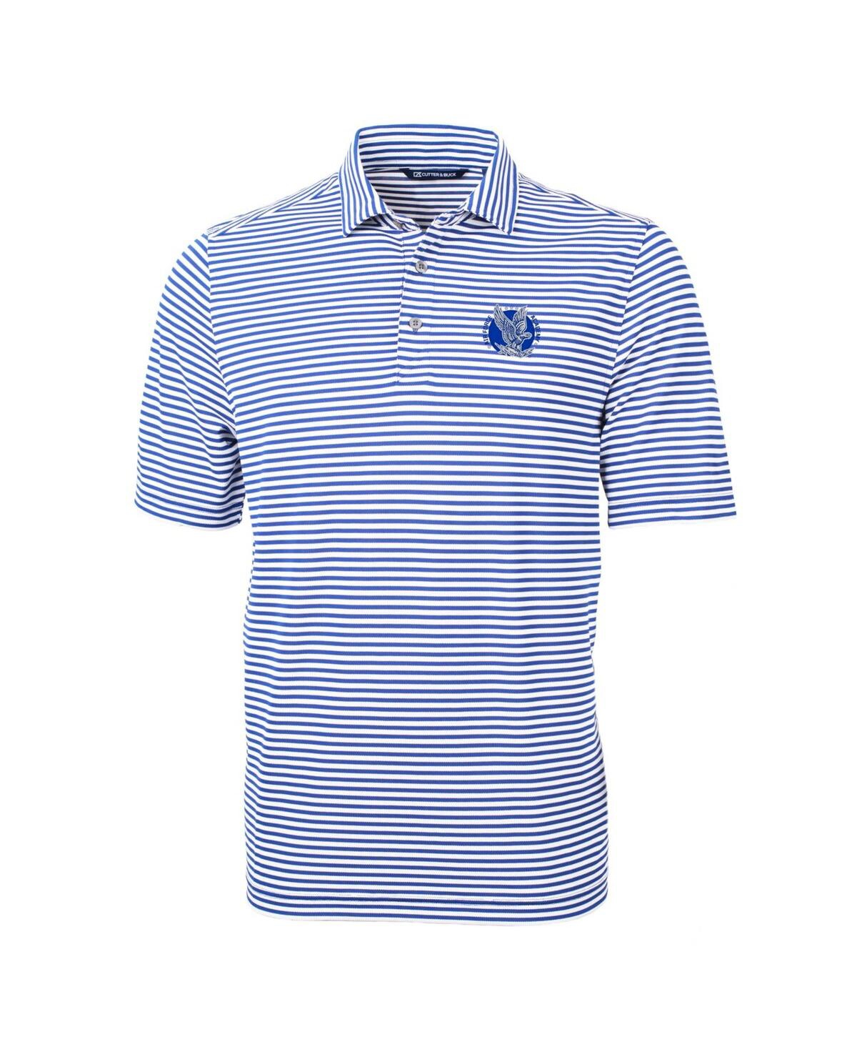 Cutter & Buck Men's Blue Air Force Falcons Throwback Logo Virtue Eco Pique Stripe Polo In Blue