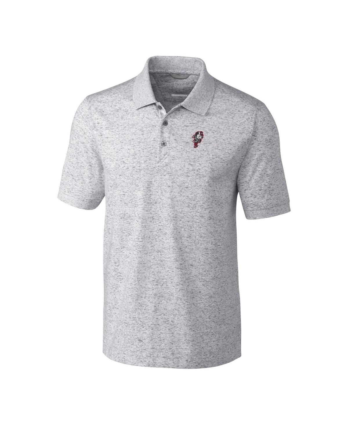 Cutter & Buck Men's Steel Ohio State Buckeyes Advantage Space Dye Tri-blend Polo In Steel