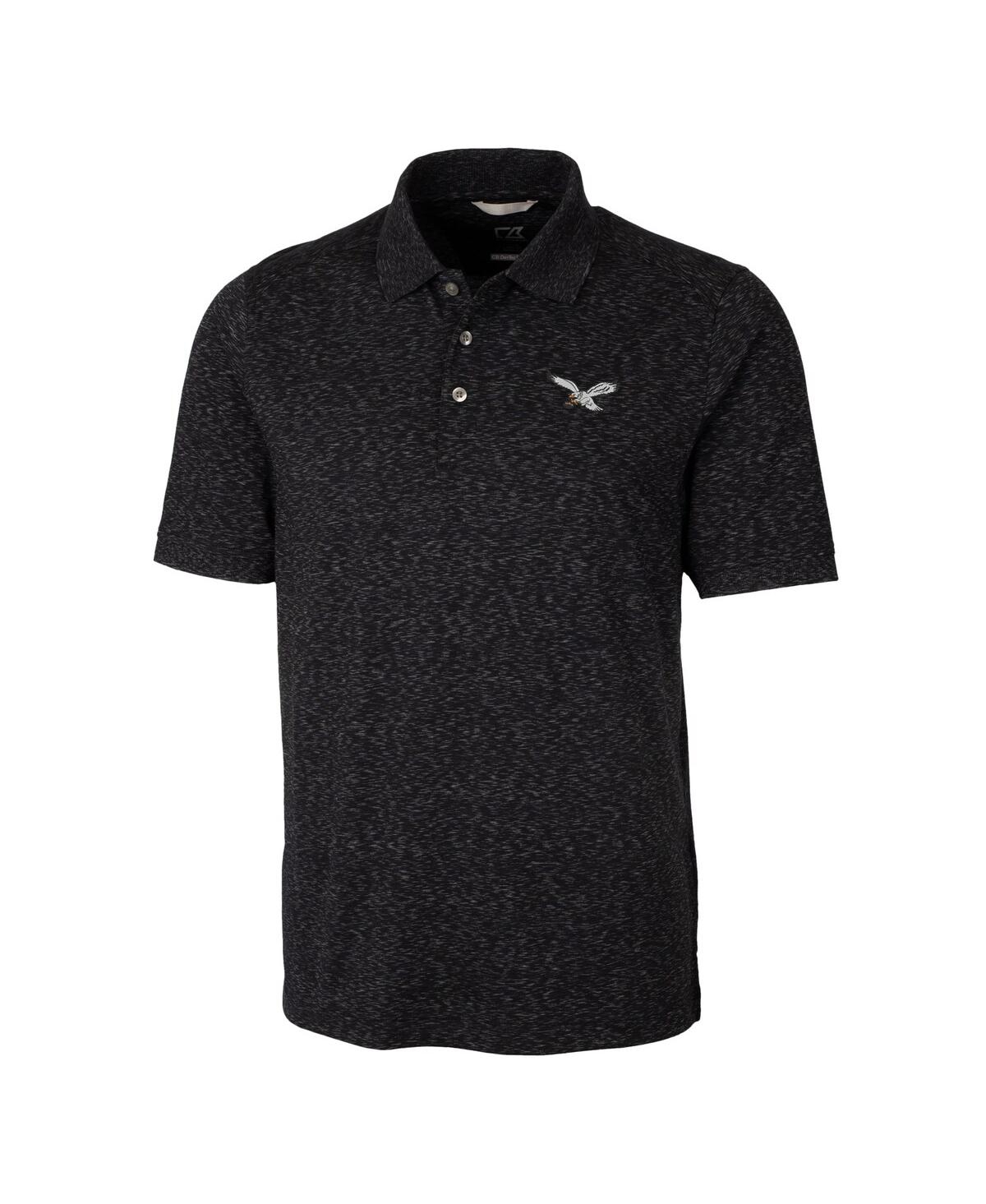 Cutter & Buck Men's Philadelphia Eagles Advantage Tri-blend Space Dye Polo In Black